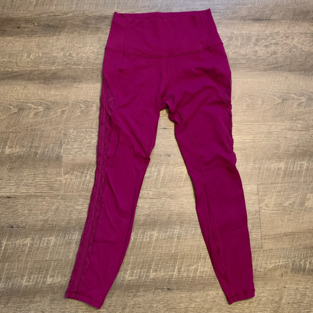 Lululemon Purple Lace Up Mesh Side Hi Rise Leggings